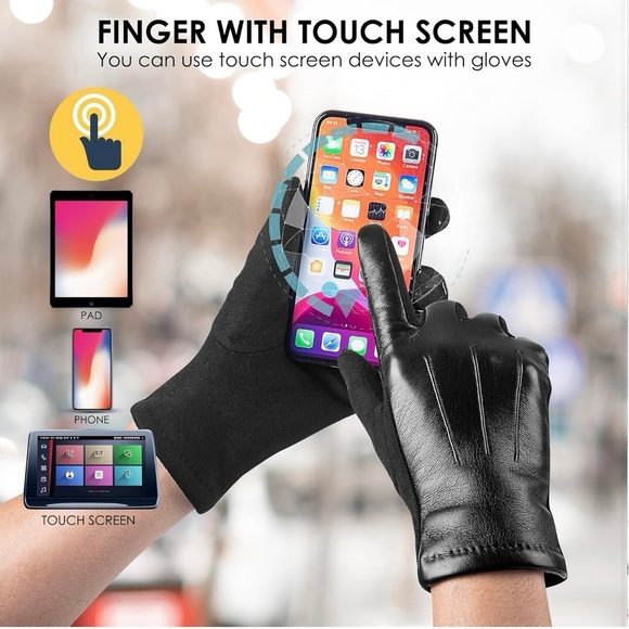 Gloves, Intelligent Touch Screen Warm and Comfortable Wool Lined Gloves 2 Pairs - Picture 3 of 5